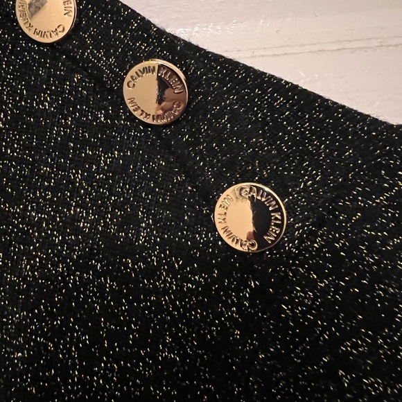 Calvin Klein Black Metallic Sweater Gold Buttons - Picture 3 of 5